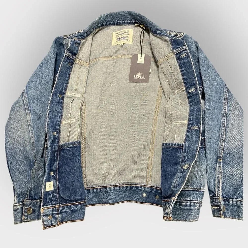 Levi's Made & Crafted Pleated Front Type II Denim Jean Jacket Mens size S New - Picture 7 of 12